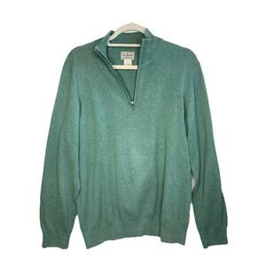 LL Bean Mens Medium Cotton Cashmere 1/4 Zip Pullover Classic Preppy Sweater